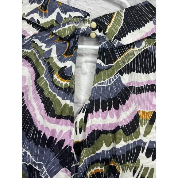 Anthropologie 2pc dress pant and bodysuit blouse set abstract print size 4. - Picture 7 of 15